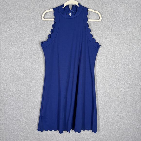 La Mode Dress Medium Scalloped Sexy Party Cocktail Resort Cruise Preppy Royal - Picture 1 of 13